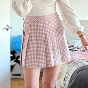 Aritzia Sunday Best Olive Pleated High Waisted Mini Skirt